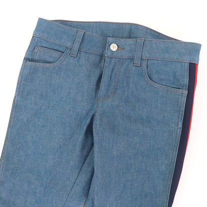 Gucci 422640 Cotton Side Sherry Line Denim Pants Indigo Blue 24 Made In Italy