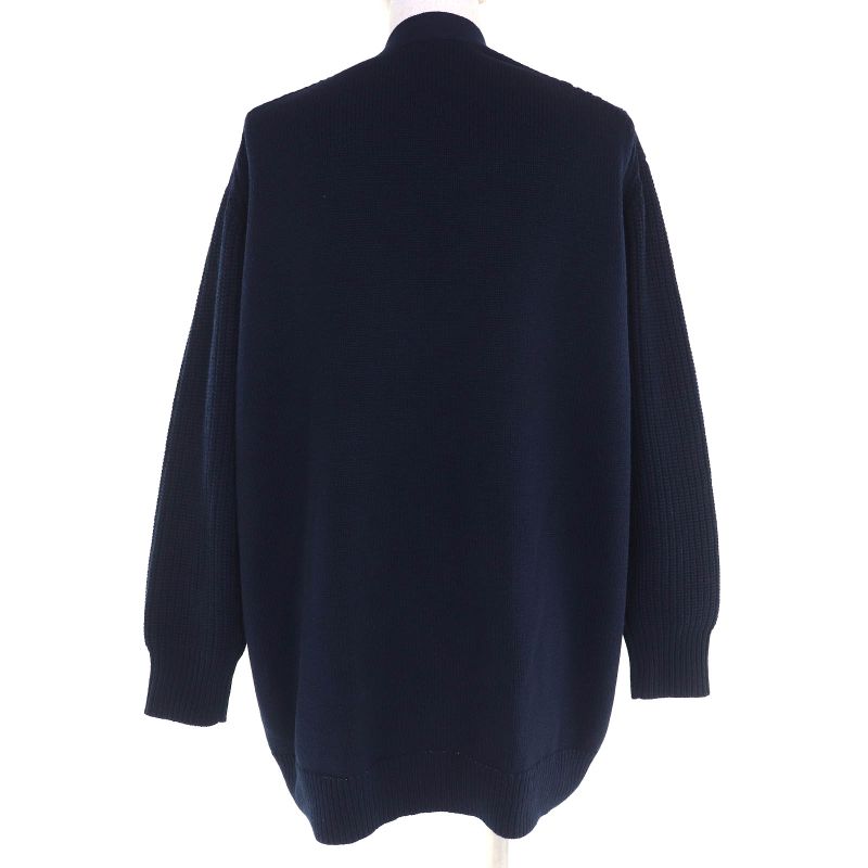 Hermes Cashmere Cotton Crudo Cell Button V-neck Long Sleeve Knit Cardigan Navy