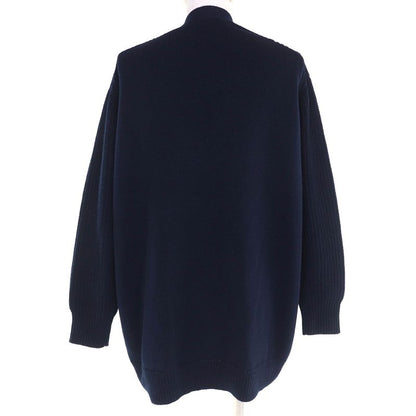 Hermes Cashmere Cotton Crudo Cell Button V-neck Long Sleeve Knit Cardigan Navy