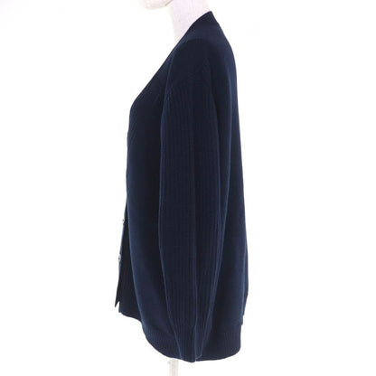 Hermes Cashmere Cotton Crudo Cell Button V-neck Long Sleeve Knit Cardigan Navy