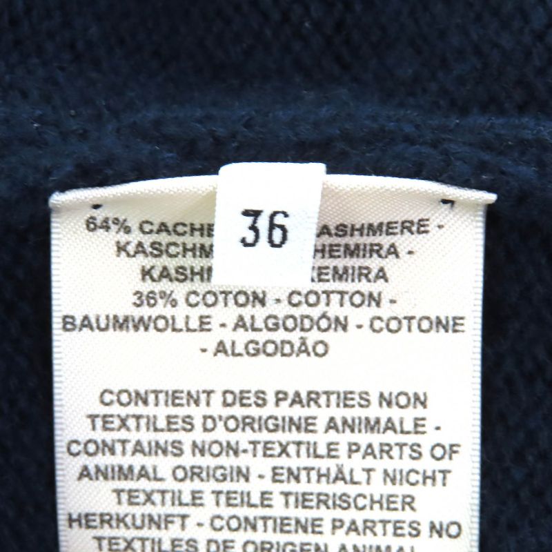Hermes Cashmere Cotton Crudo Cell Button V-neck Long Sleeve Knit Cardigan Navy