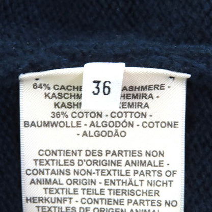 Hermes Cashmere Cotton Crudo Cell Button V-neck Long Sleeve Knit Cardigan Navy