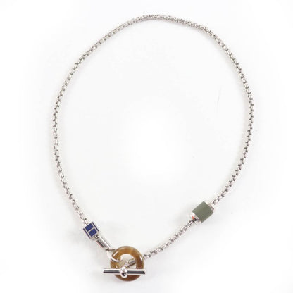 Hermes Meli Melo Meli Melo H Logo Pendant Necklace Silver Blue With Box And