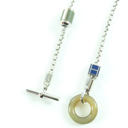 Hermes Meli Melo Meli Melo H Logo Pendant Necklace Silver Blue With Box And