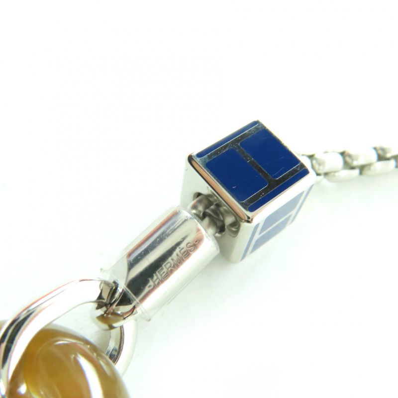 Hermes Meli Melo Meli Melo H Logo Pendant Necklace Silver Blue With Box And