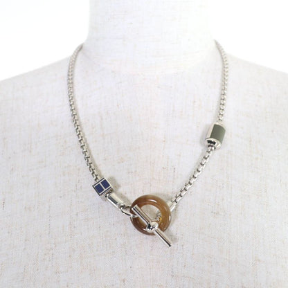 Hermes Meli Melo Meli Melo H Logo Pendant Necklace Silver Blue With Box And