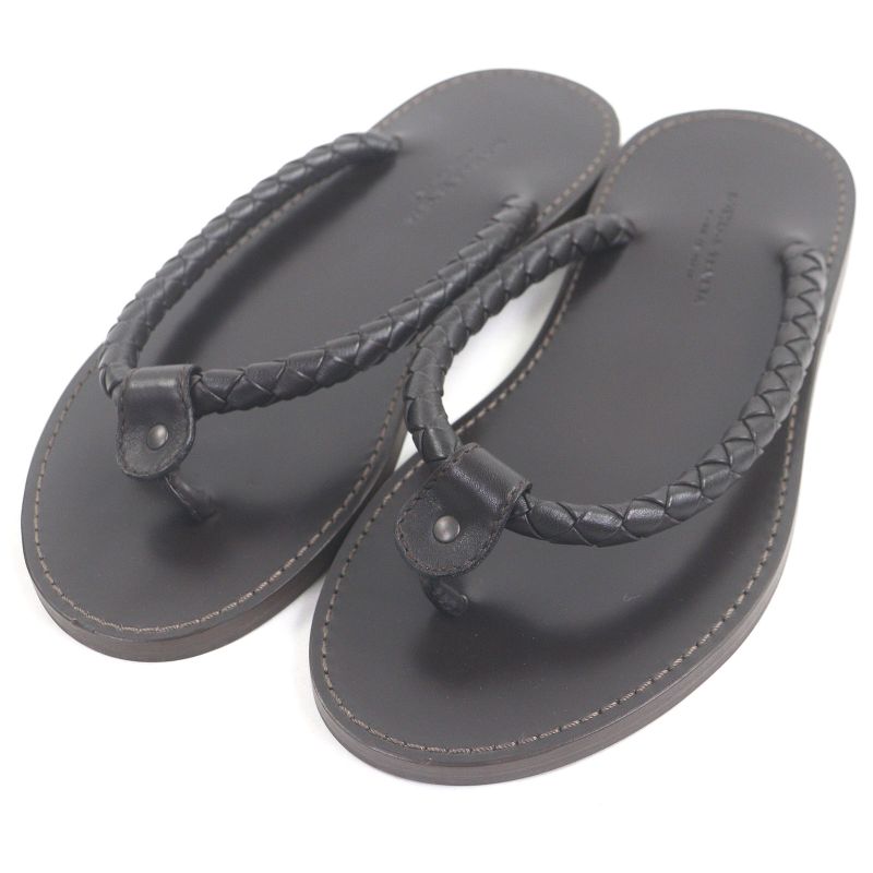 Bottega Veneta Bottega Veneta Leather Intrecciato Thong Sandals Flip Flops Dark