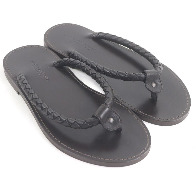 Bottega Veneta Bottega Veneta Leather Intrecciato Thong Sandals Flip Flops Dark
