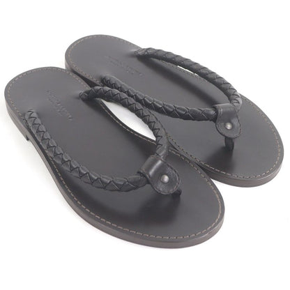 Bottega Veneta Bottega Veneta Leather Intrecciato Thong Sandals Flip Flops Dark