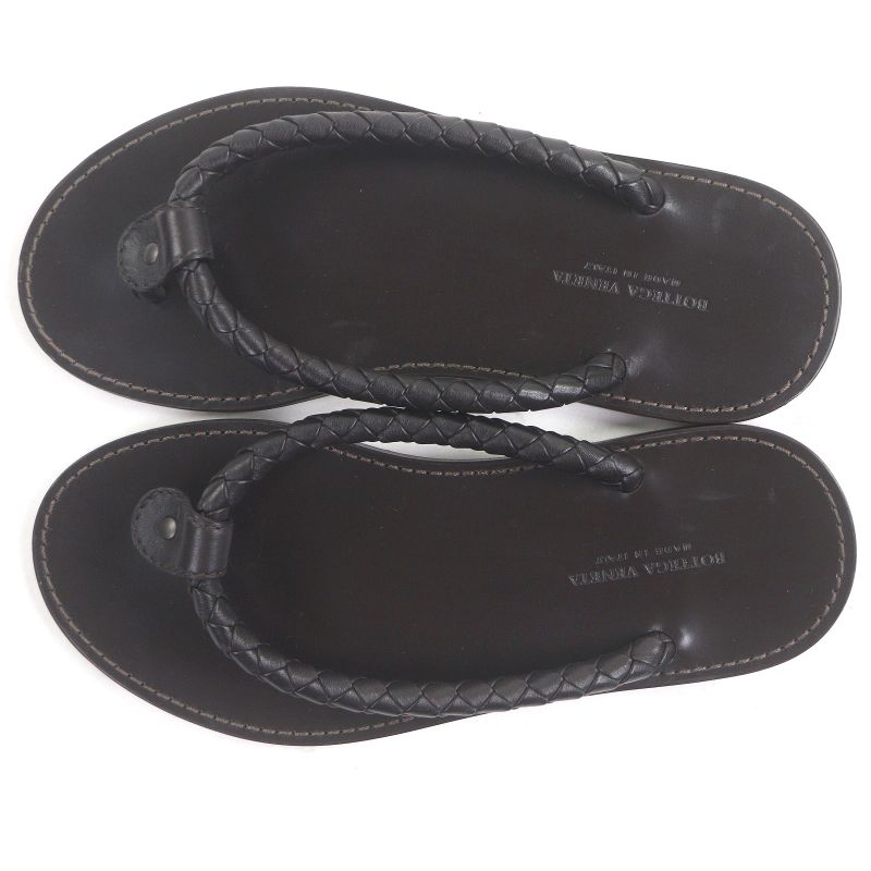 Bottega Veneta Bottega Veneta Leather Intrecciato Thong Sandals Flip Flops Dark