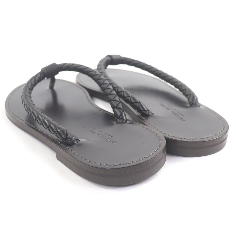 Bottega Veneta Bottega Veneta Leather Intrecciato Thong Sandals Flip Flops Dark