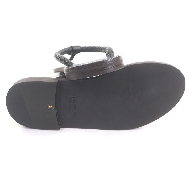 Bottega Veneta Bottega Veneta Leather Intrecciato Thong Sandals Flip Flops Dark