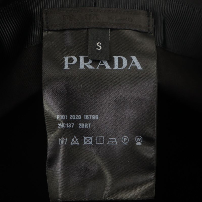 Prada 20SS 2hc137 Re-nylon Hat With Logo Black S Genuine Men Unisex