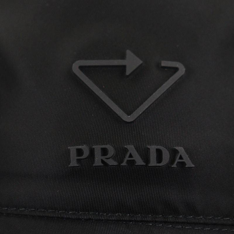 Prada 20SS 2hc137 Re-nylon Hat With Logo Black S Genuine Men Unisex