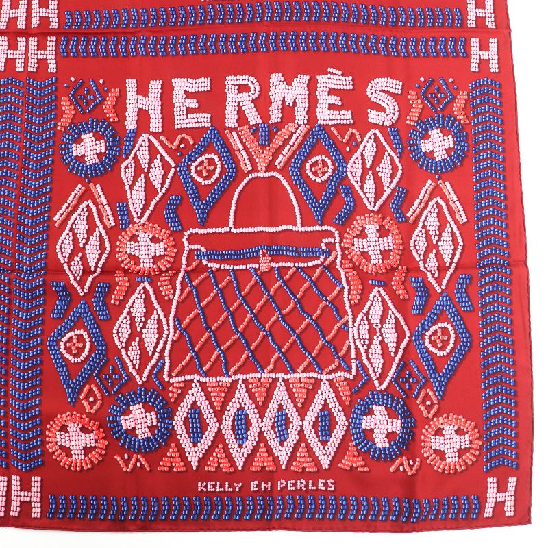 (hermes Kelly EN Perles Kelly En Pe Lou 100% Silk Calais 140 Large Scarf