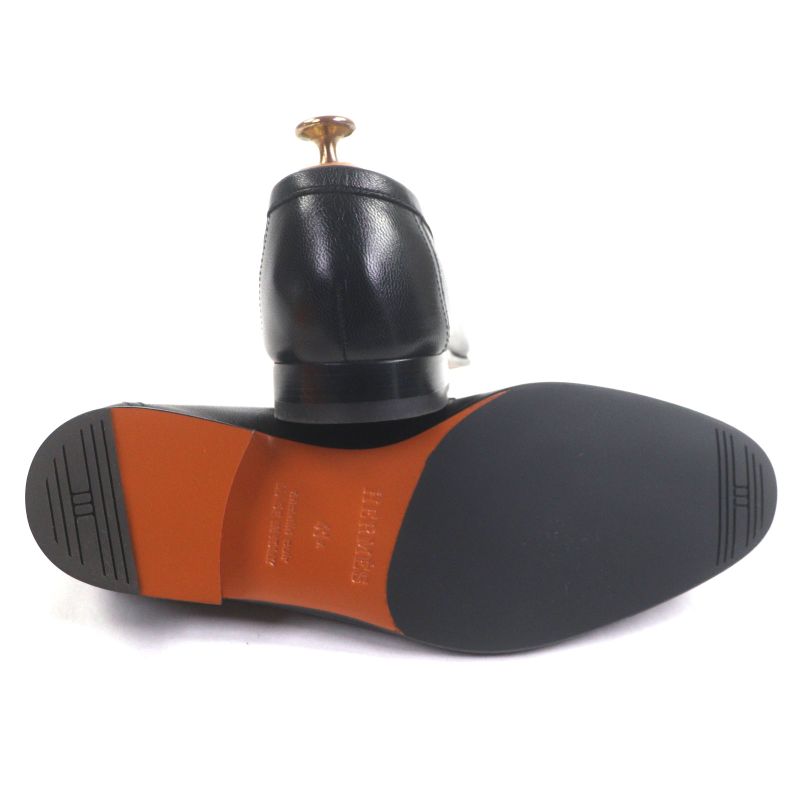 Hermes Silver Hardware Paris H Buckle Moccasin U-tip Leather Shoes Loafers