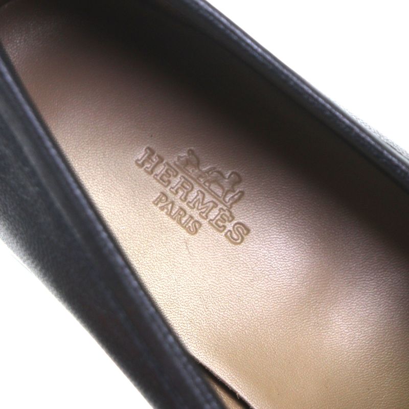 Hermes Silver Hardware Paris H Buckle Moccasin U-tip Leather Shoes Loafers