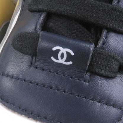 Chanel G33865 Coco Mark Lace Up High Cut Sneakers Leather Sneakers Multicolor