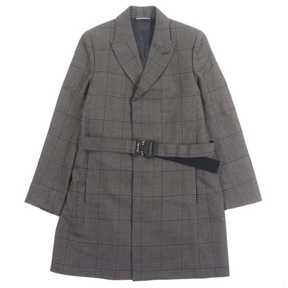 DIOR Homme 293c381b5637 100% Wool Staggered Pattern CD Buckle Belt Winged Coat