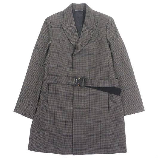 DIOR Homme 293c381b5637 100% Wool Staggered Pattern CD Buckle Belt Winged Coat