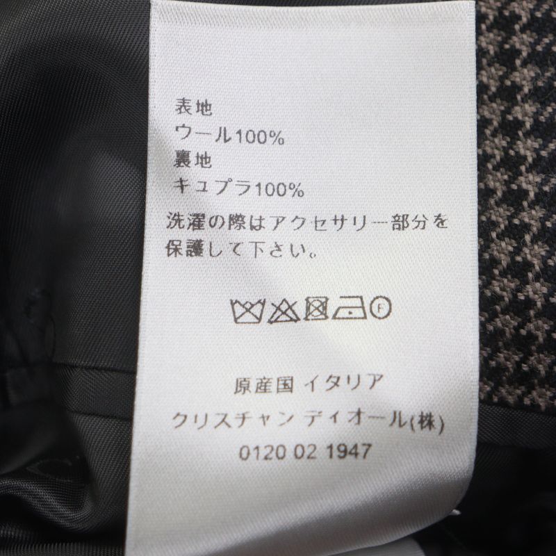 DIOR Homme 293c381b5637 100% Wool Staggered Pattern CD Buckle Belt Winged Coat