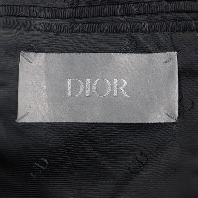 DIOR Homme 293c381b5637 100% Wool Staggered Pattern CD Buckle Belt Winged Coat