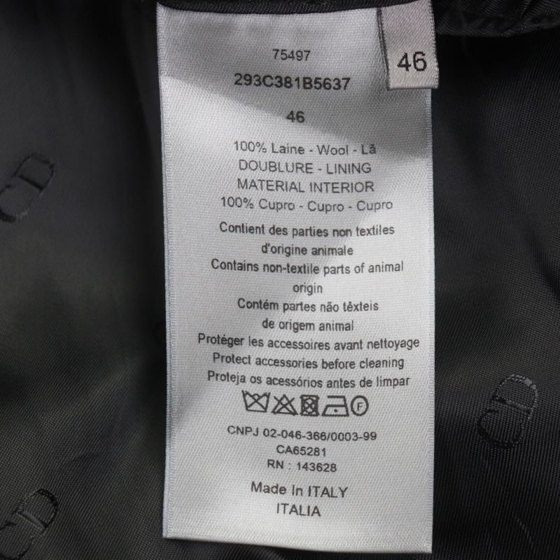 DIOR Homme 293c381b5637 100% Wool Staggered Pattern CD Buckle Belt Winged Coat