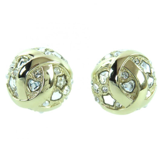 ◇chanel B25P Abf219 Metal Strass Star Heart Motif Bijoux Binaural Ball Earrings
