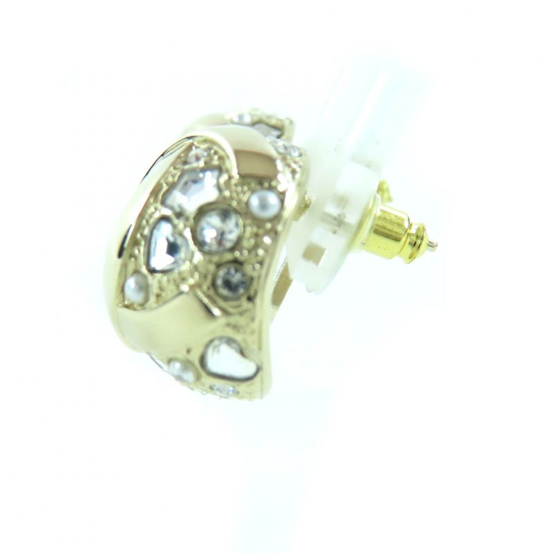 ◇chanel B25P Abf219 Metal Strass Star Heart Motif Bijoux Binaural Ball Earrings