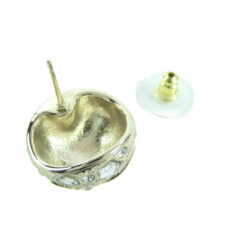 ◇chanel B25P Abf219 Metal Strass Star Heart Motif Bijoux Binaural Ball Earrings