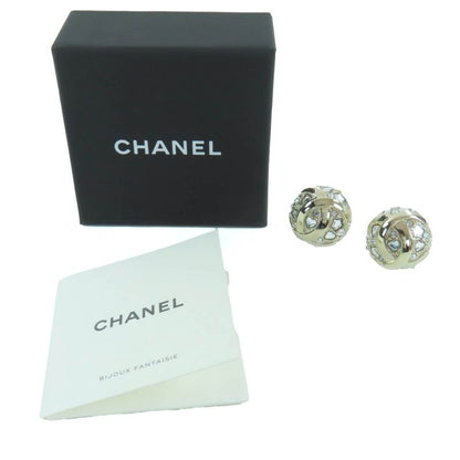 ◇chanel B25P Abf219 Metal Strass Star Heart Motif Bijoux Binaural Ball Earrings