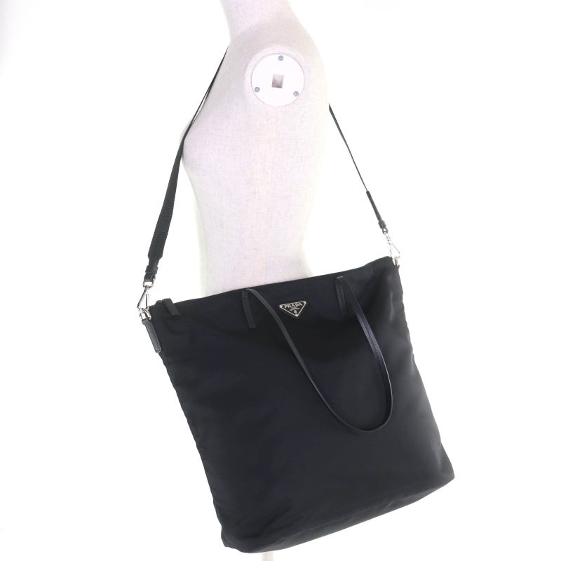 ◇prada 1bg189 2-way Nylon Shoulder Tote Bag With Leather With Triangle Logo