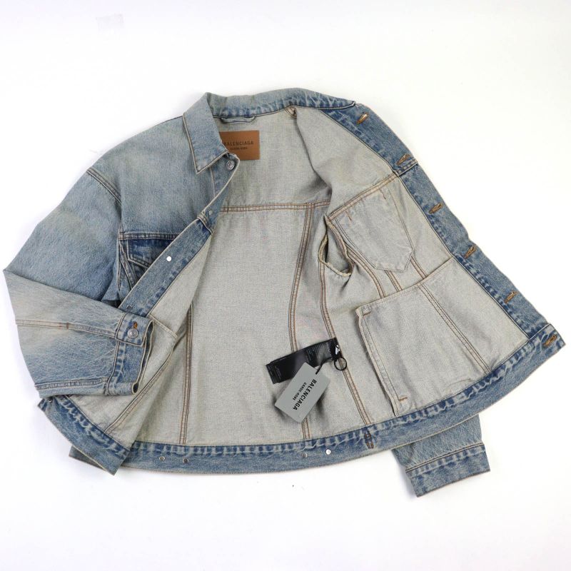 ◇balenciaga 24SS 773776 Hourglass Denim Jacket 100% Cotton Jacket Indigo Blue