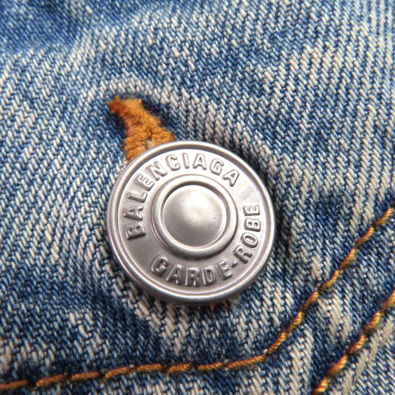 ◇balenciaga 24SS 773776 Hourglass Denim Jacket 100% Cotton Jacket Indigo Blue