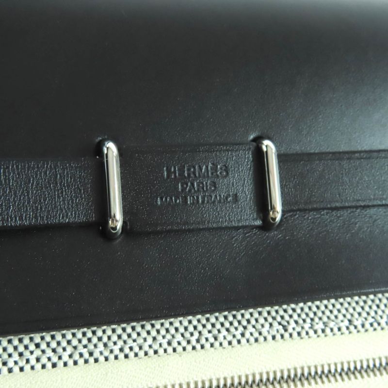 Hermes Herbag Her Bag Zip 20 Mini Black Ecru Toile Military Vache Hunter Silver