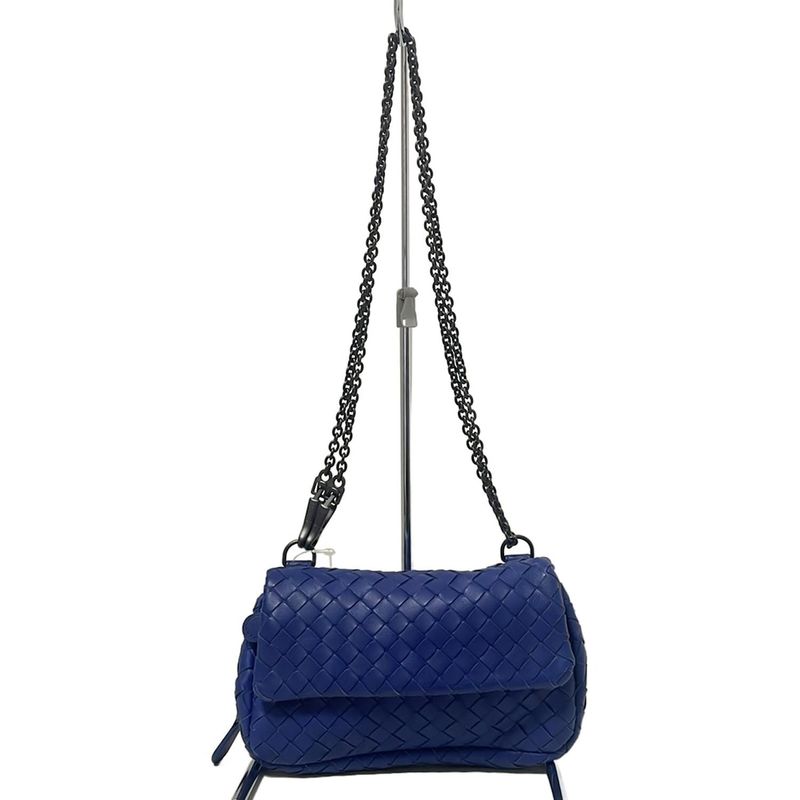 Bottega Veneta Shoulder Bag Intrecciato Blue Chain Shoulder Mini Bag Leather
