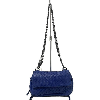 Bottega Veneta Shoulder Bag Intrecciato Blue Chain Shoulder Mini Bag Leather