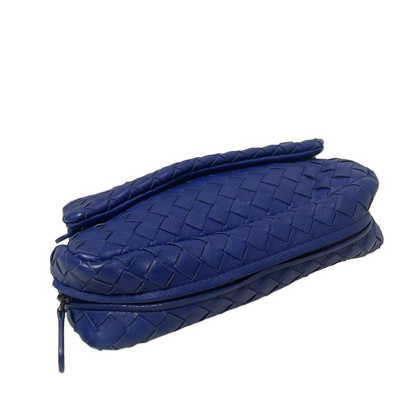 Bottega Veneta Shoulder Bag Intrecciato Blue Chain Shoulder Mini Bag Leather