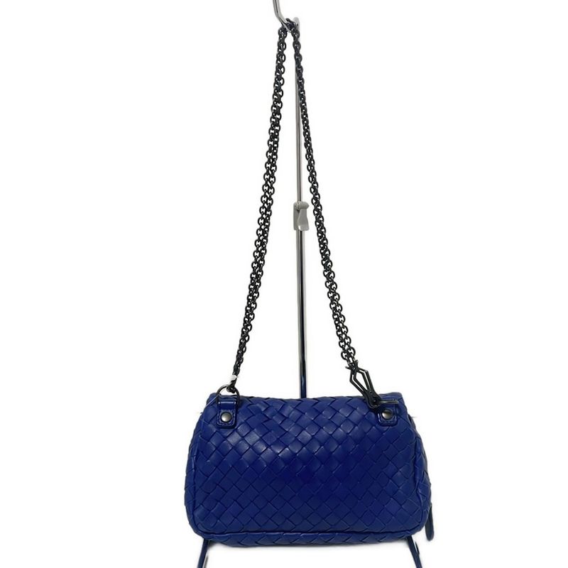 Bottega Veneta Shoulder Bag Intrecciato Blue Chain Shoulder Mini Bag Leather