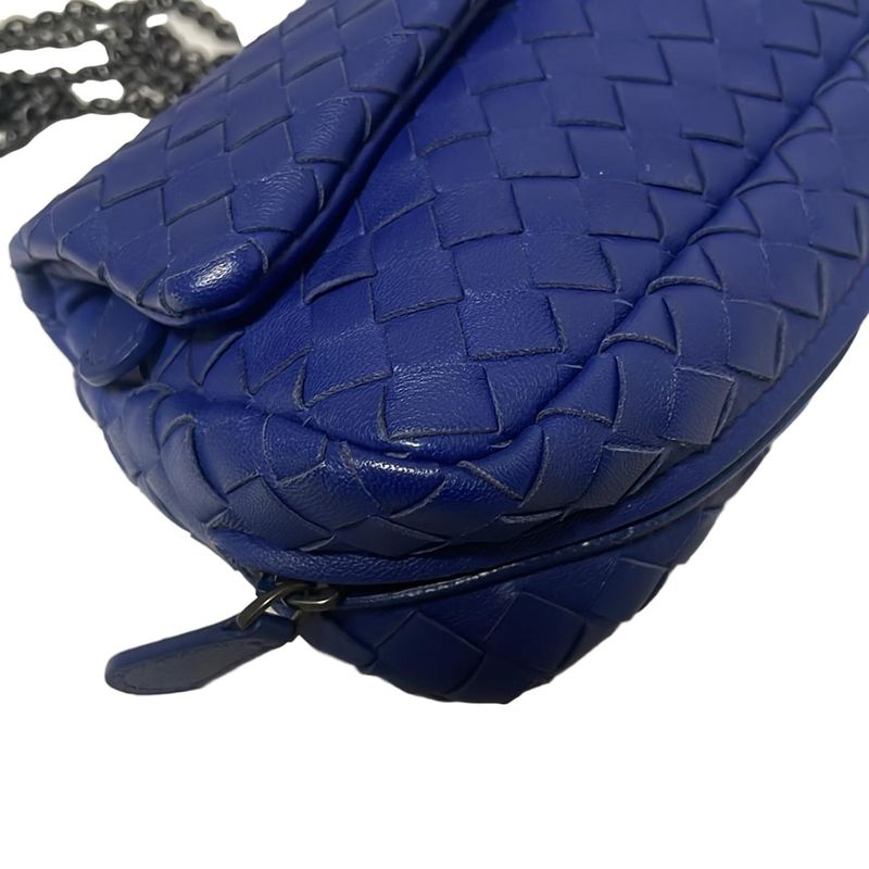 Bottega Veneta Shoulder Bag Intrecciato Blue Chain Shoulder Mini Bag Leather