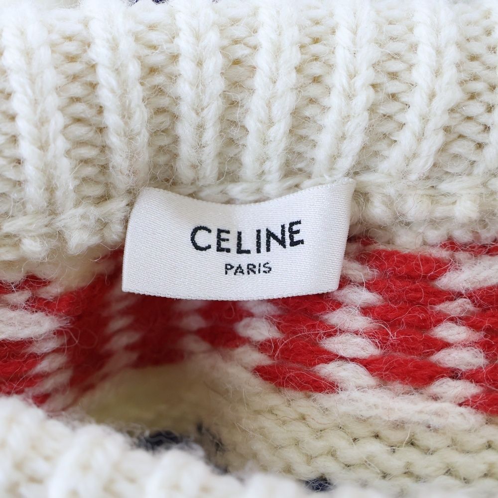 Celine 21aw Oversize D Shetland Wool Crew Neck Pullover Long Sleeve Knit Sweater