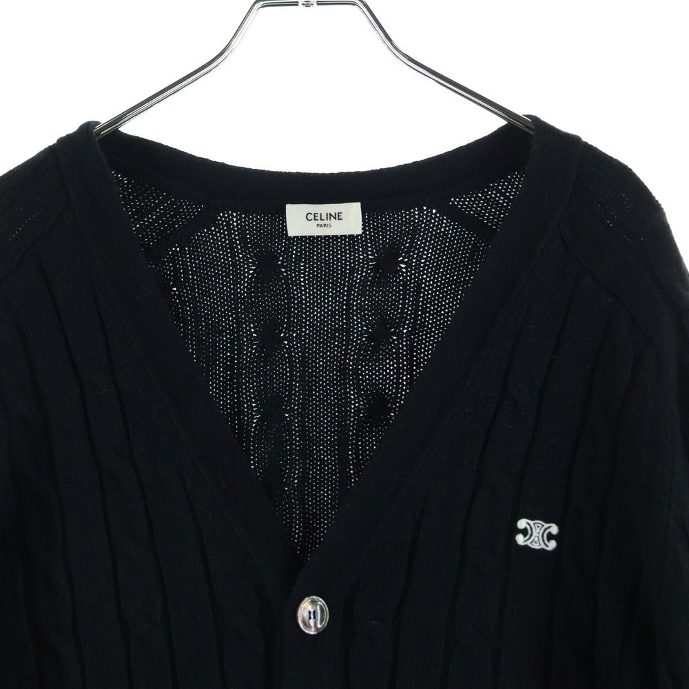 Celine 23aw Triomphe Cashmere V-Neck Cardigan Sweater Black