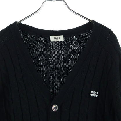 Celine 23aw Triomphe Cashmere V-Neck Cardigan Sweater Black