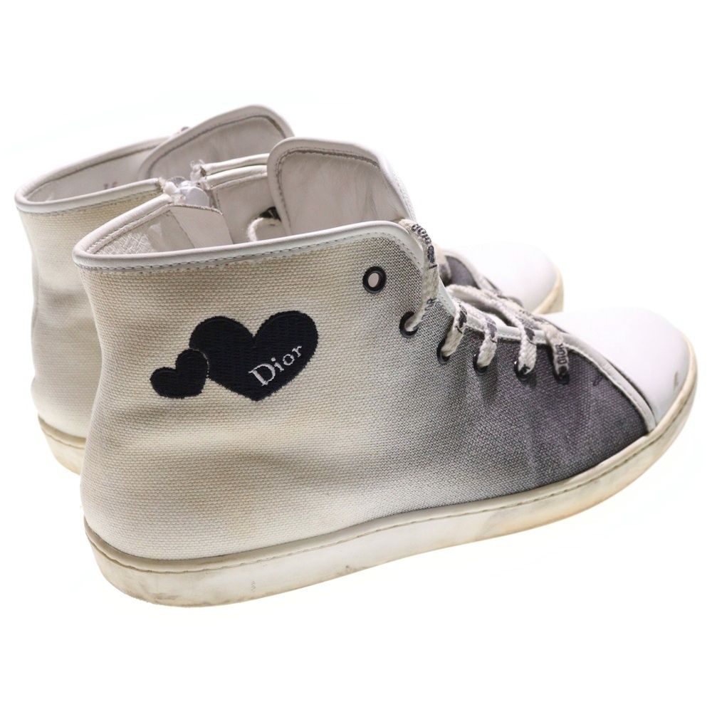 Dior Heart Logo Embroidery Gradient High Cut Shoes Sneakers White/black Women's