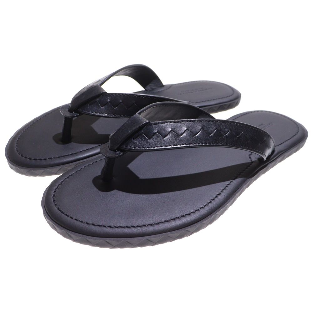 Bottega Veneta Intrecciato Leather Slide Intrecciato Leather Sandals Black