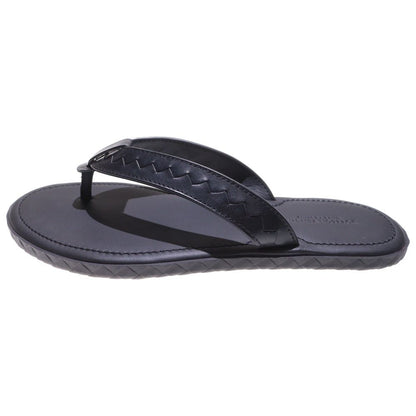 Bottega Veneta Intrecciato Leather Slide Intrecciato Leather Sandals Black