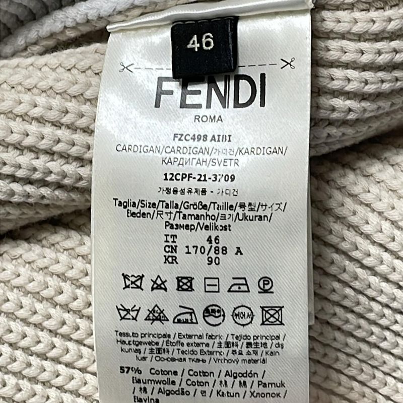 Fendi Cardigan Size 46 S Men's Excellent Condition - Beige And Light Gray Long