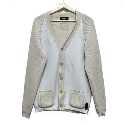 Fendi Cardigan Size 46 S Men's Excellent Condition - Beige And Light Gray Long