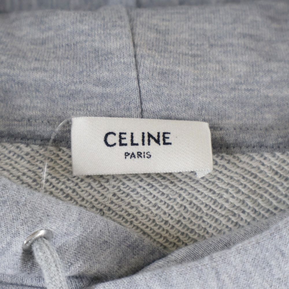 Celine Triomphe Logo Embroidery Pullover Sweatshirt Hoodie Gray