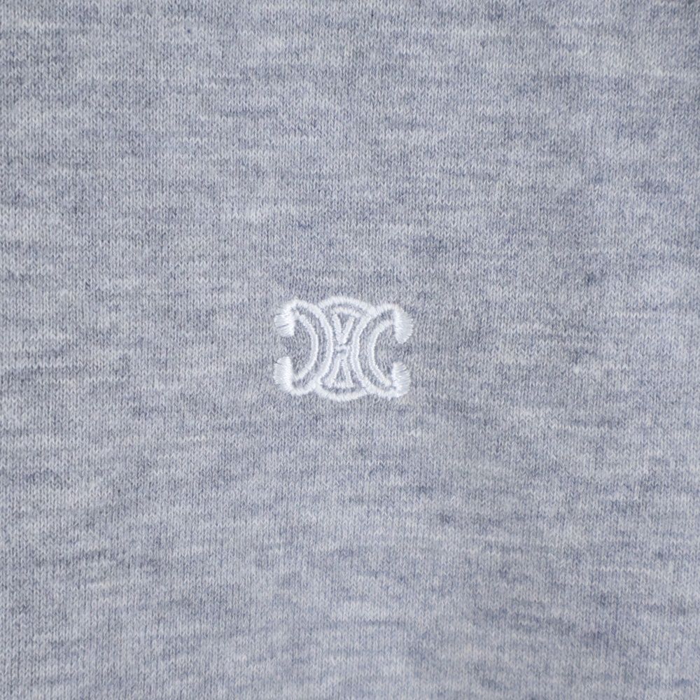 Celine Triomphe Logo Embroidery Pullover Sweatshirt Hoodie Gray